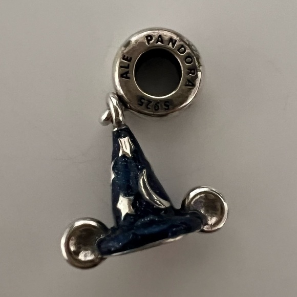 RARE Retired Genuine Pandora Disney Mickey Mouse Sorcerer Hat Dangle Charm Bead - Picture 3 of 3